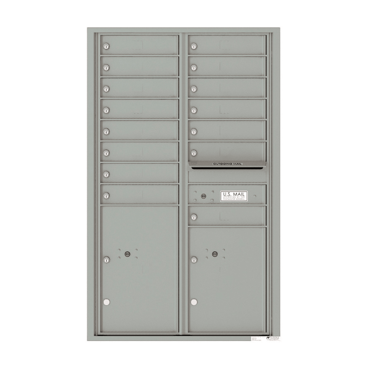 Florence Recessed 4C Horizontal Mailbox – 15 Tenant Doors, 2 Parcel Lockers – Front Loading – 14 Doors High – 206550 – Private Delivery Product Image