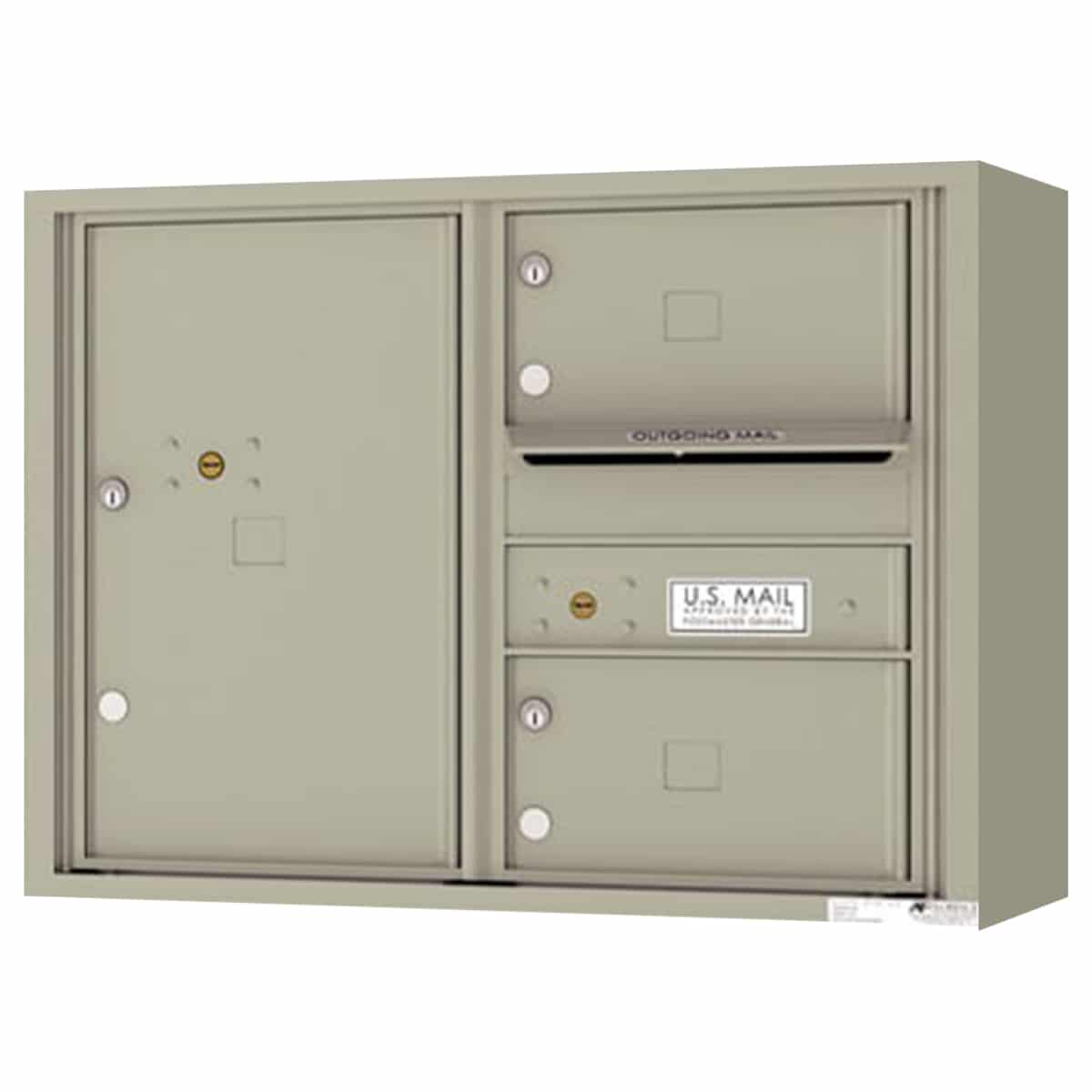 Florence Surface Mount 4C Horizontal Mailbox – 2 Tenant Doors, 1 Parcel Locker – Front Loading – 6 Doors High – Private Access Product Image