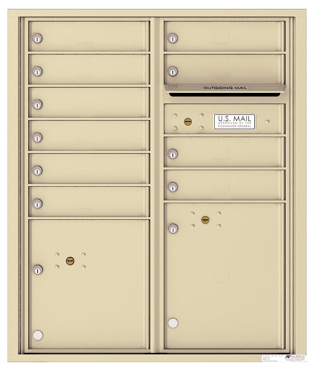 Florence Recessed 4C Horizontal Mailbox – 10 Tenant Doors, 2 Parcel Lockers – Front Loading – ADA Compliant Max Height – 206550 – Private Delivery Product Image