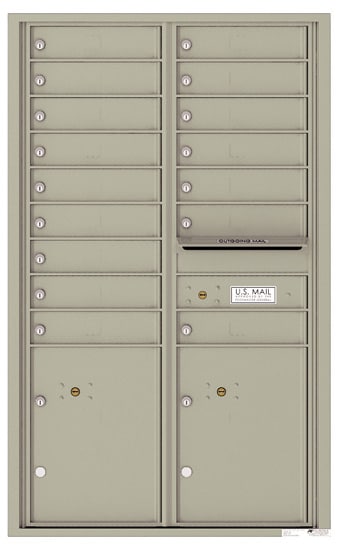 Florence Recessed 4C Horizontal Mailbox – 16 Tenant Doors, 2 Parcel Lockers – Front Loading – 14 Doors High – 206550 – Private Delivery Product Image