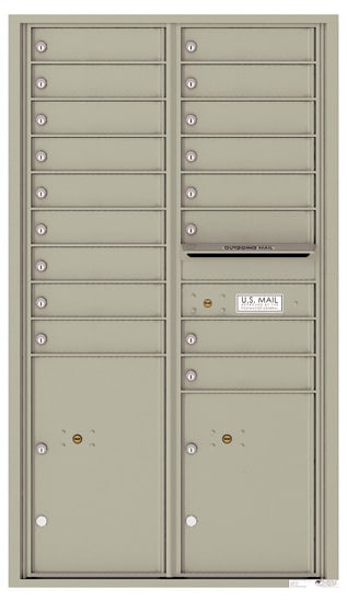 Florence Recessed 4C Horizontal Mailbox – 17 Tenant Doors, 2 Parcel Lockers – Front Loading – 15 Doors High – 206550 – Private Delivery Product Image